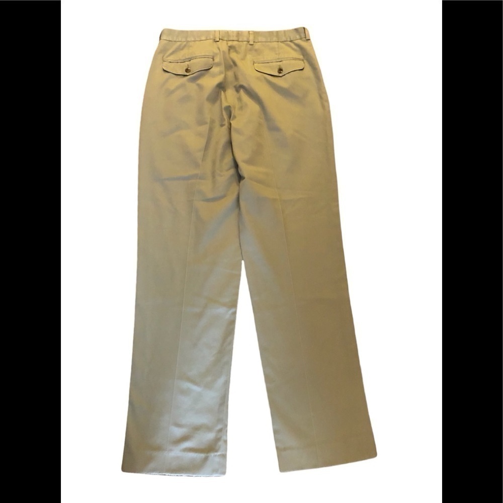 L.L. Bean Khaki Pleated Casual Dad Pants SZ 35X34 Creased Hard To Find Size - Picture 2 of 6